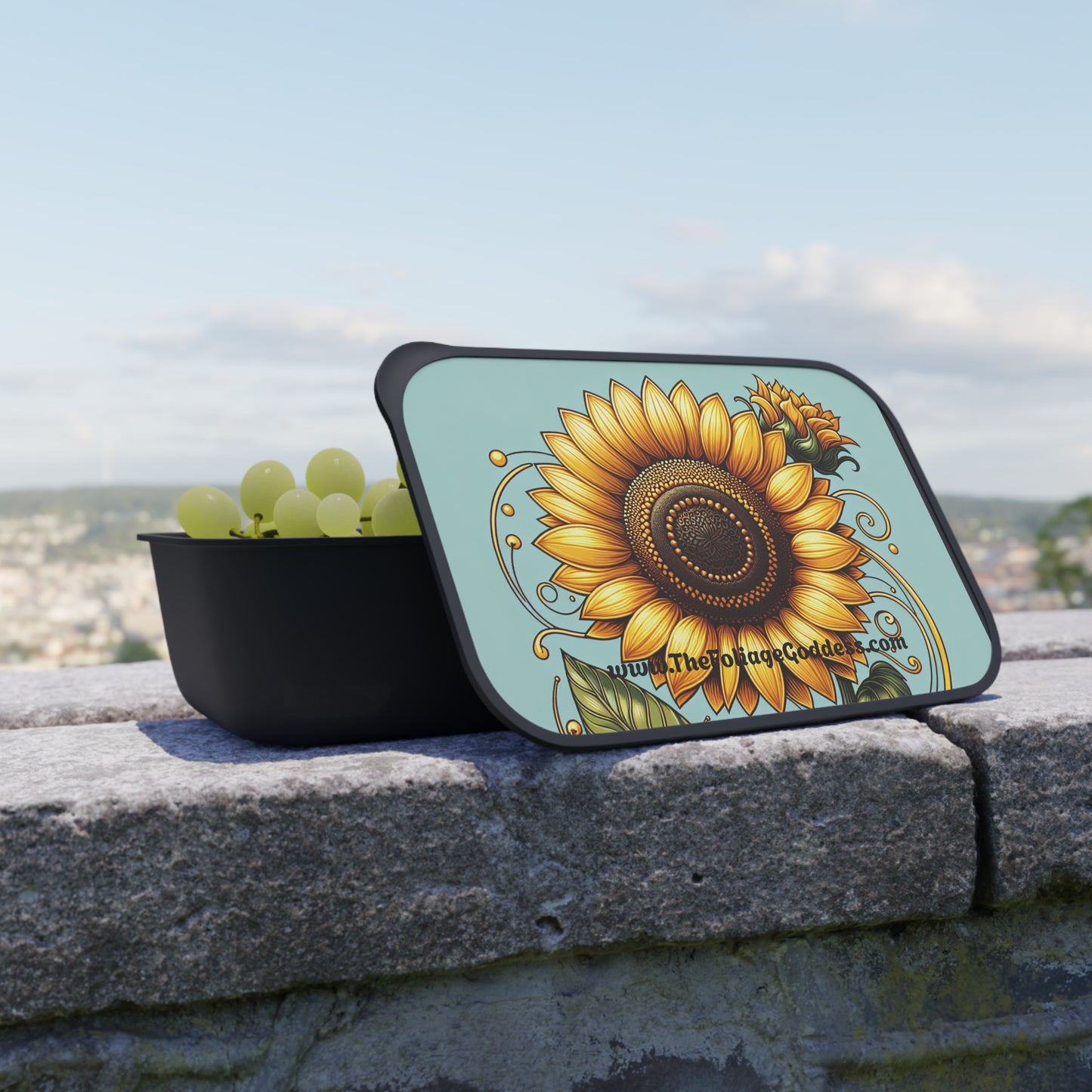 Sunflower Design Bento Box with Utensils - Eco-Friendly Meal Prep Container