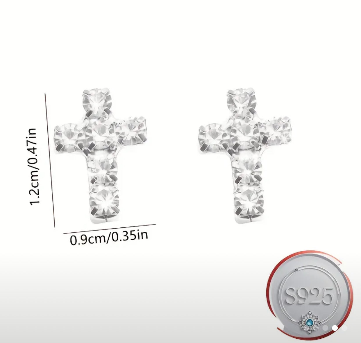 S925 Sterling Silver Sparkling Cross Earrings – Timeless Shine for Everyday Elegance