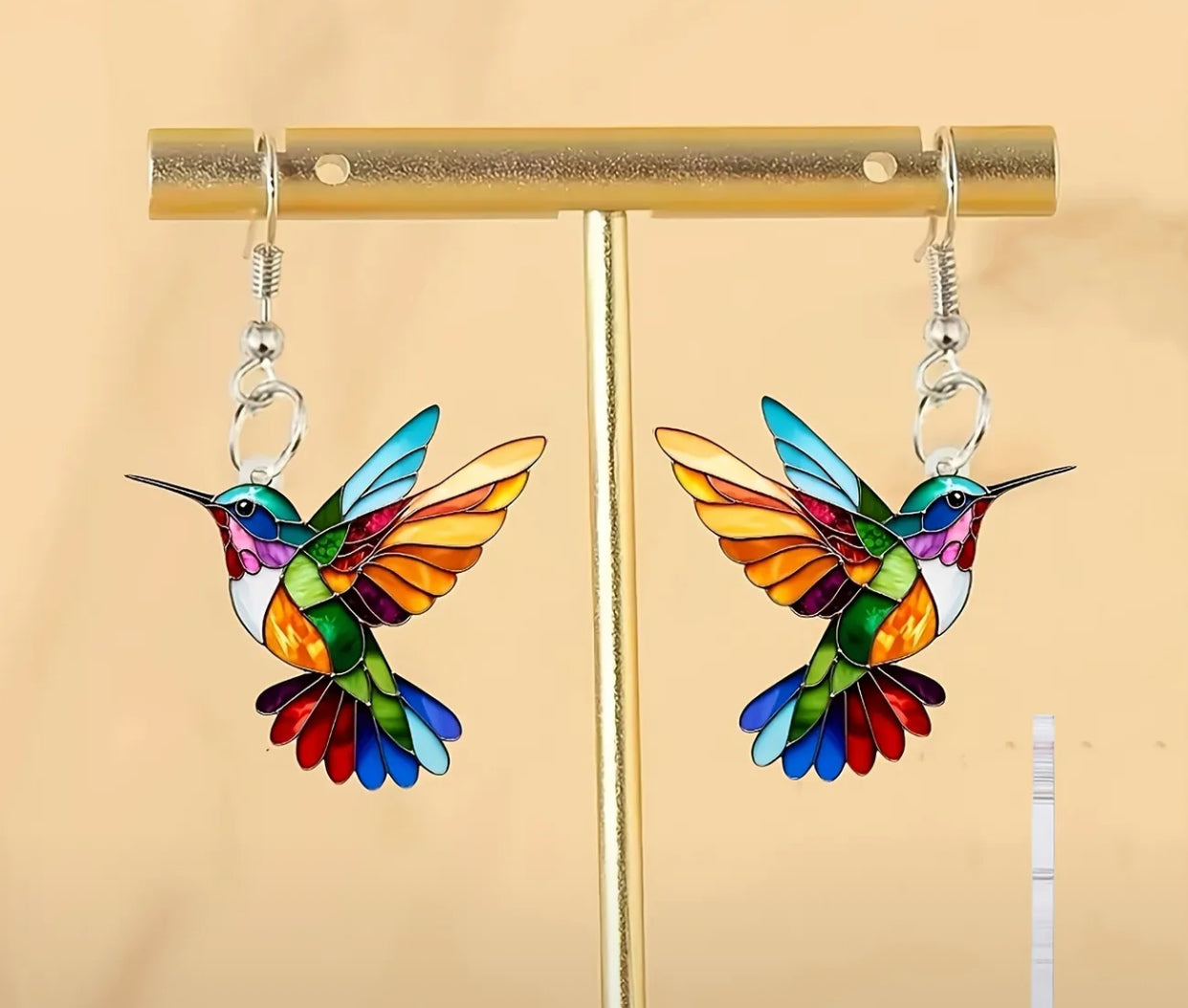 Hummingbird 2D mosaic earrings