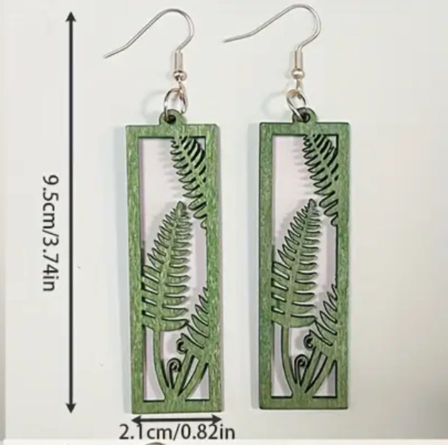 Drop Earrings Wooden Pendant Hollow Leaf Design Match Daily Outfits Party Accessories Summer Vacation Jewelry