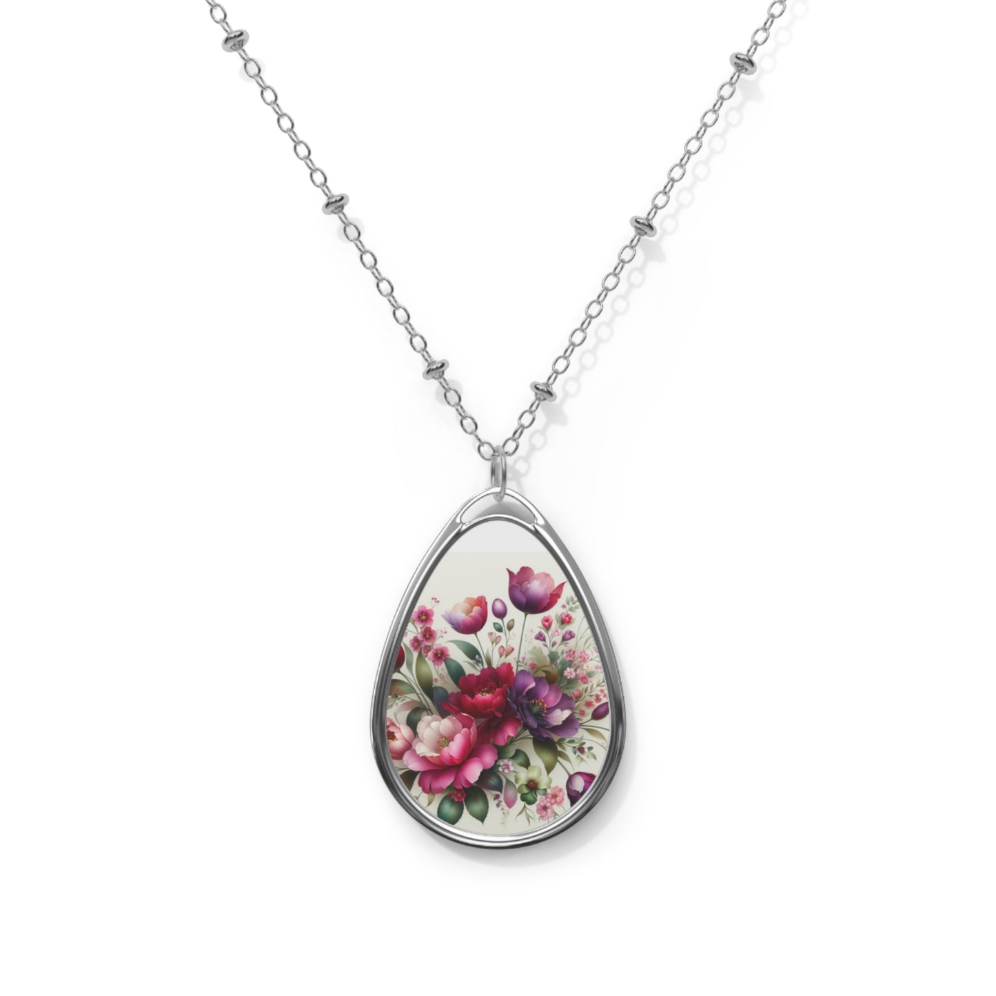 Oval floral Necklace Elegant and durable
