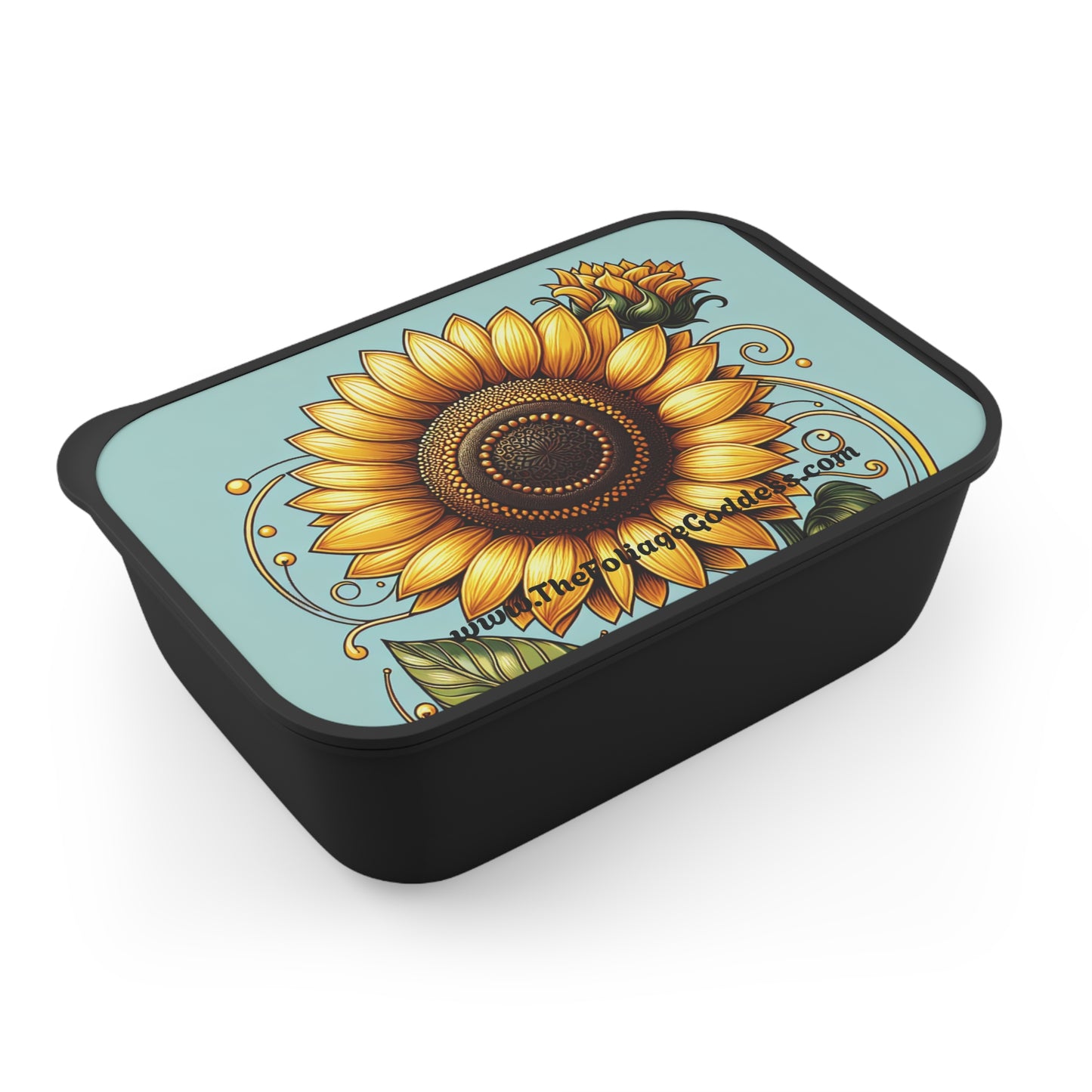Sunflower Design Bento Box with Utensils - Eco-Friendly Meal Prep Container