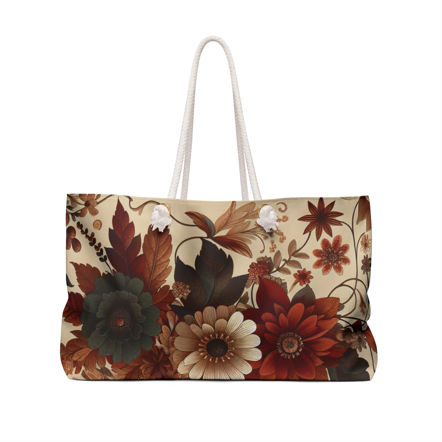 Rust Colored Floral Weekender Tote