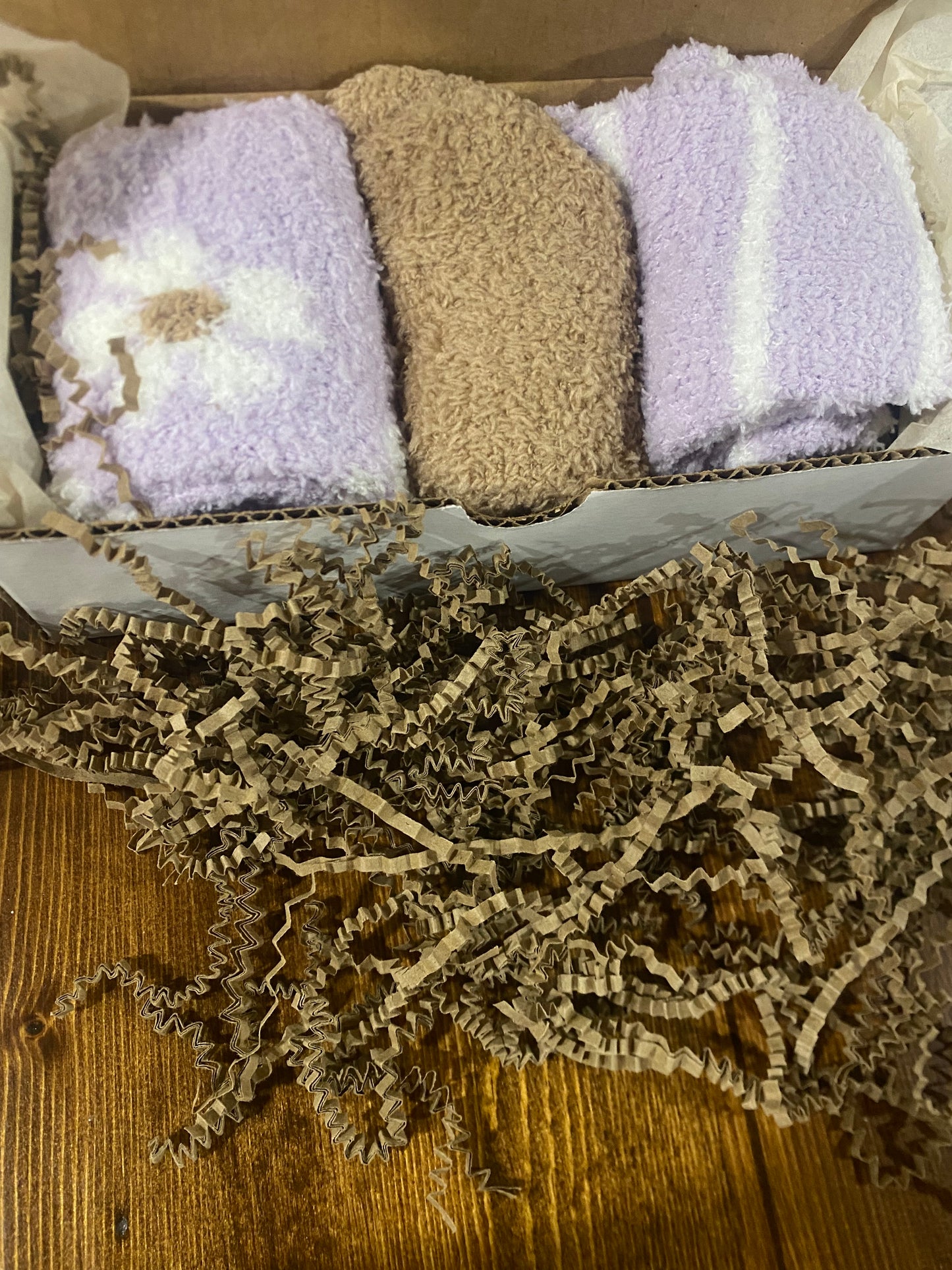 Set of 3 Fuzzy Warm Cozy Socks & random foot spa treat