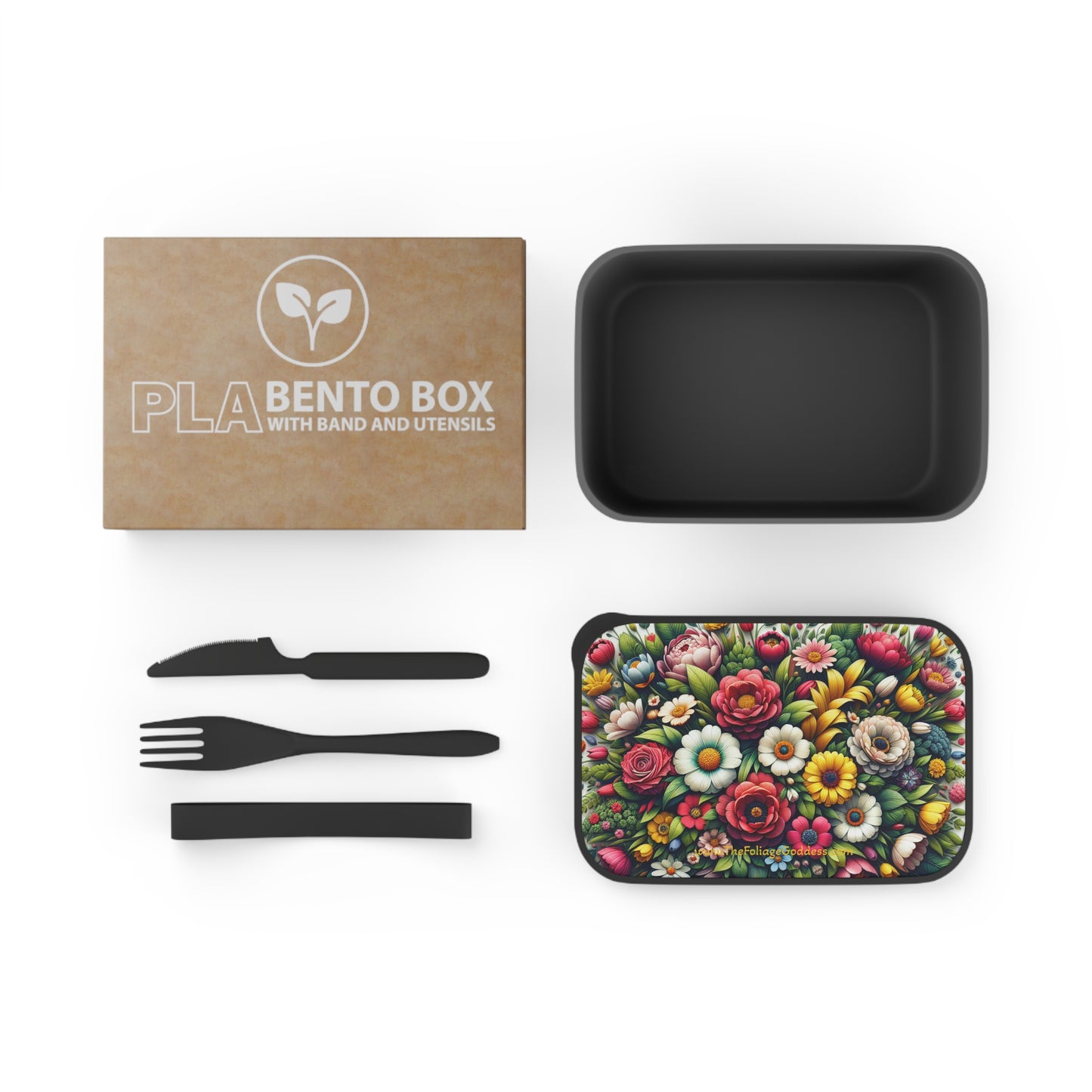 Floral PLA Bento Box with Utensils - Perfect for Meal Prep and Lunch on the Go