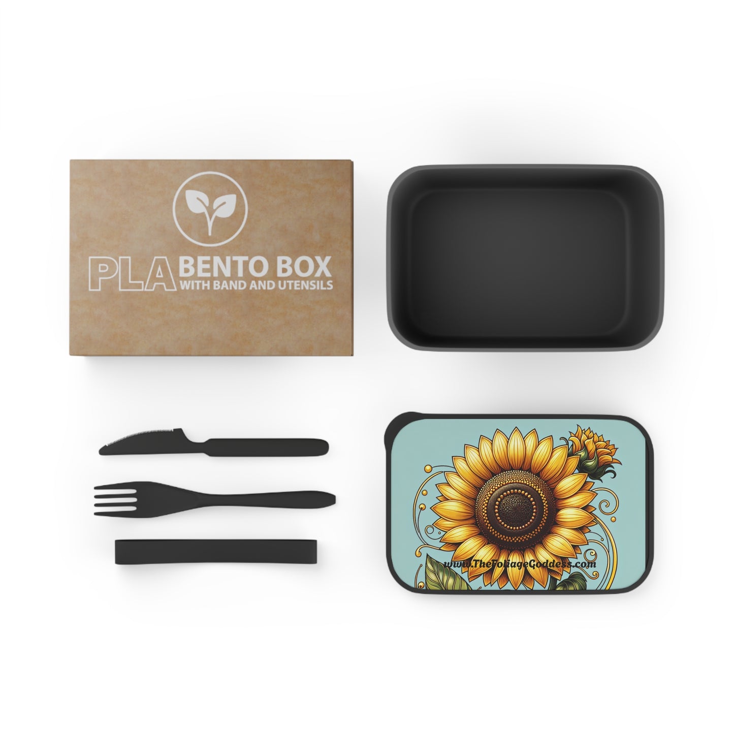 Sunflower Design Bento Box with Utensils - Eco-Friendly Meal Prep Container
