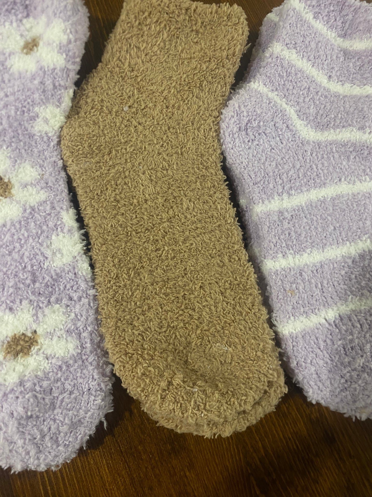 Set of 3 Fuzzy Warm Cozy Socks & random foot spa treat