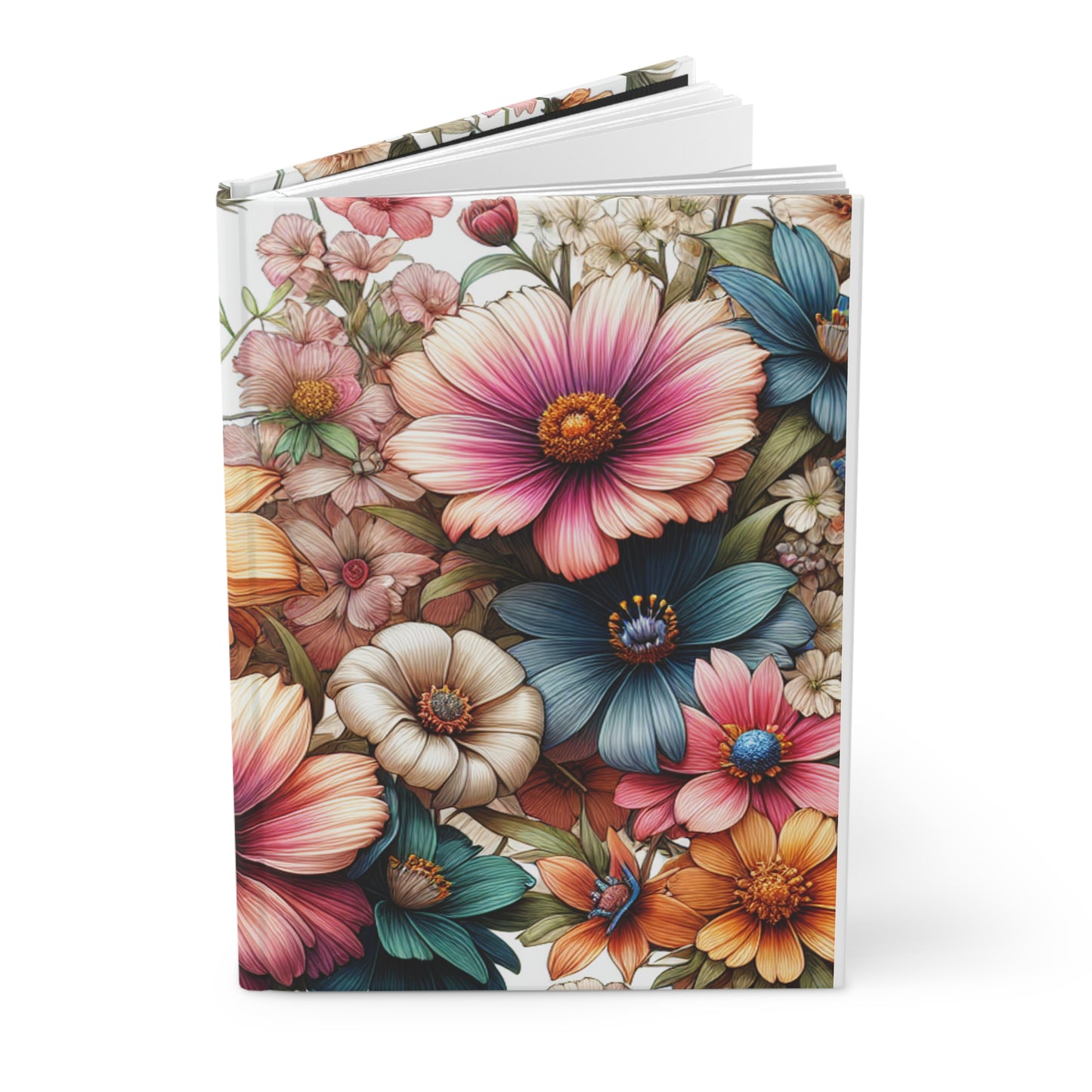 Hardcover Journal Matte Bright Vivid Floral design Gift Plant Enthusiasts