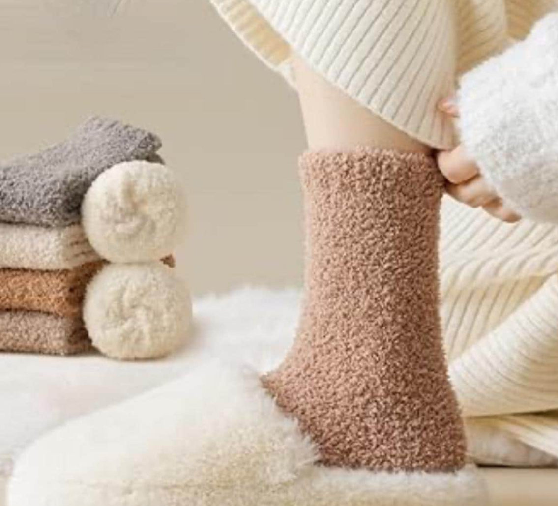 Set of 3 Fuzzy Warm Cozy Socks & random foot spa treat