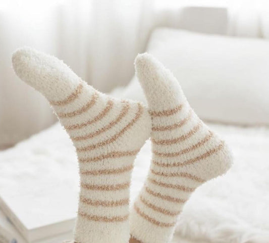 Set of 3 Fuzzy Warm Cozy Socks & random foot spa treat