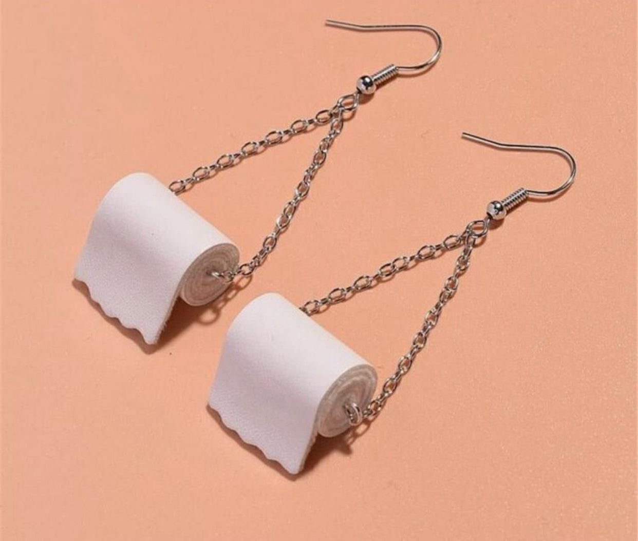 Creative Novelty Realistic Toilet Paper Roll Dangle Earrings humor Gag gift