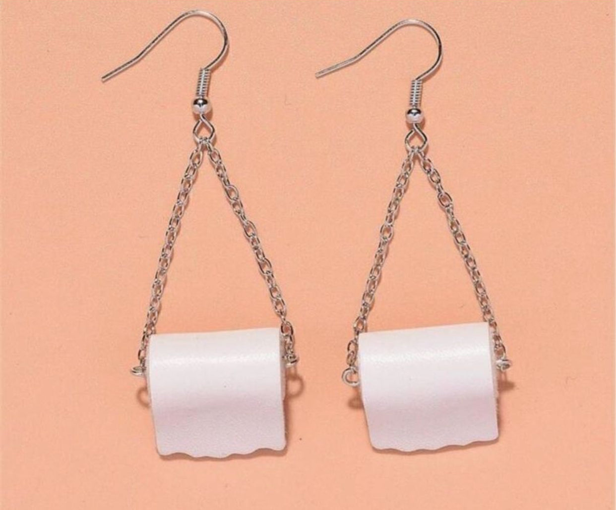 Creative Novelty Realistic Toilet Paper Roll Dangle Earrings humor Gag gift