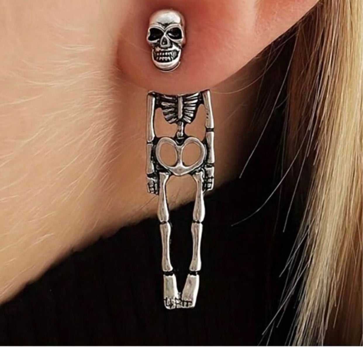 Unique Detachable Realistic Human Skull Skeleton Earrings For Women, Perfect For