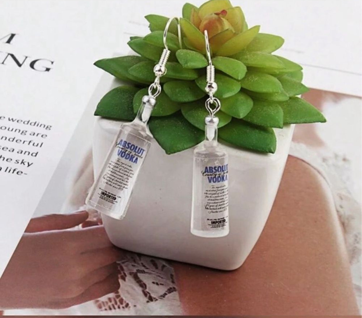 Vodka Earrings Liquor Funny Novel Jewelry Accessories Fashion Gift Dangling Part