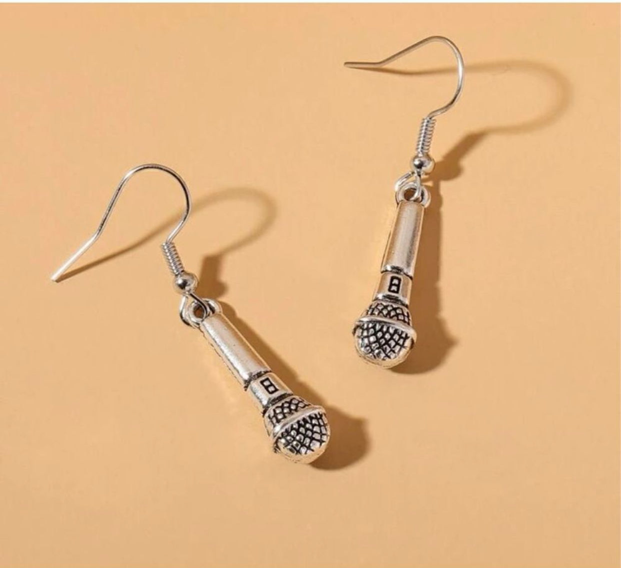 Metal Replica Fun Microphone Earrings Musician Music Loving Gift Novelty Jewelry