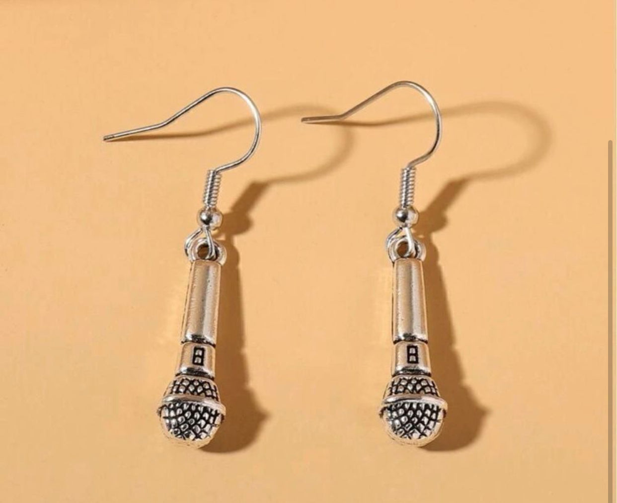 Metal Replica Fun Microphone Earrings Musician Music Loving Gift Novelty Jewelry