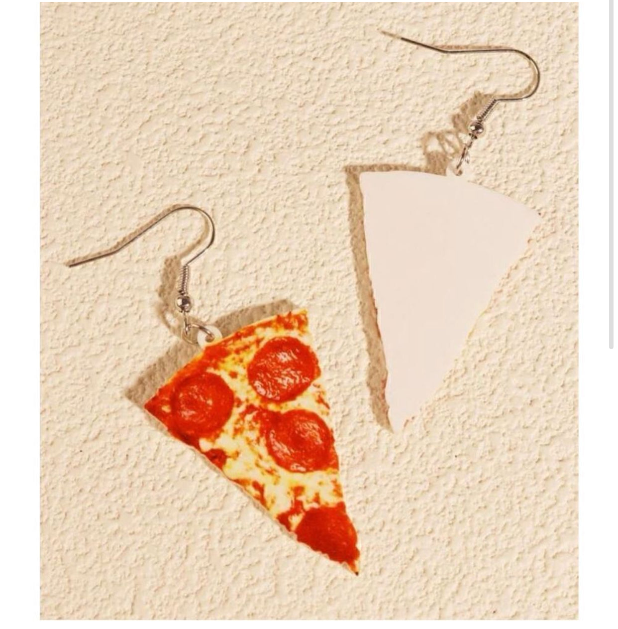 Pizza Drop Earrings pepperoni slice novelty gag gift