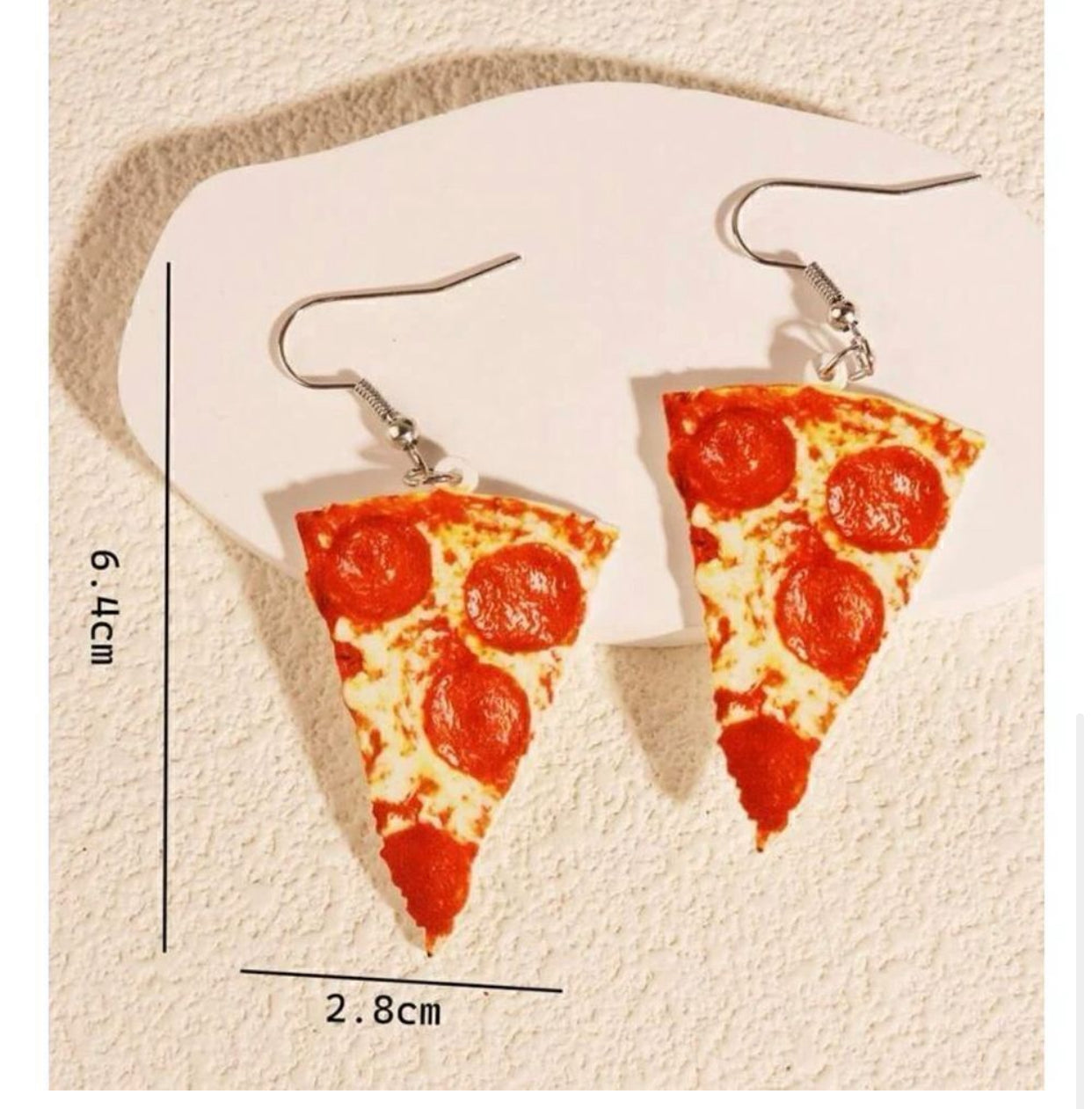 Pizza Drop Earrings pepperoni slice novelty gag gift