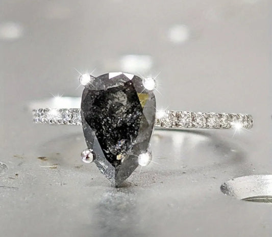Eco-Friendly Silvery Ring with Mineral Gray Cubic Zirconia – Sparkle Without the Guilt