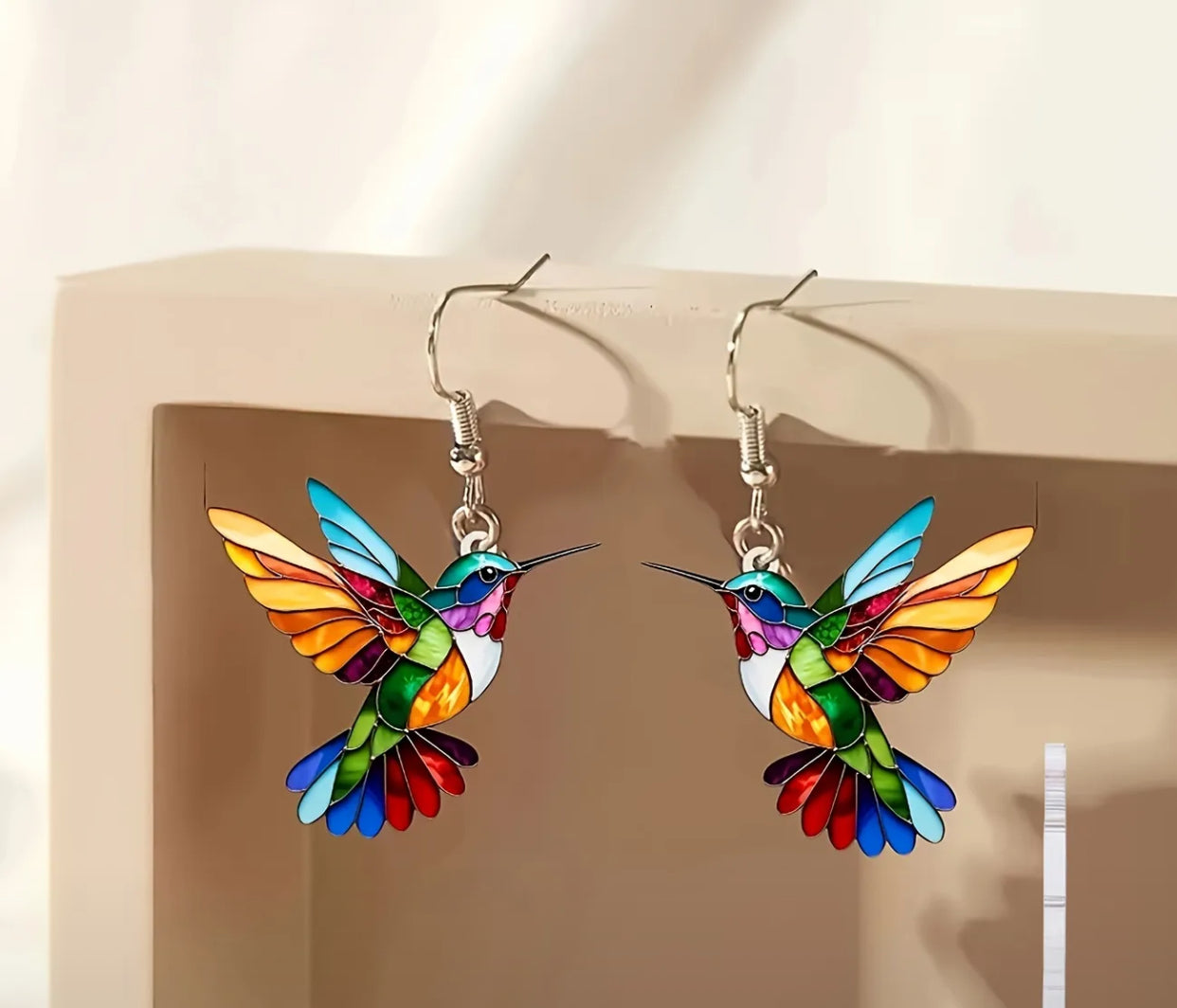 Hummingbird 2D mosaic earrings