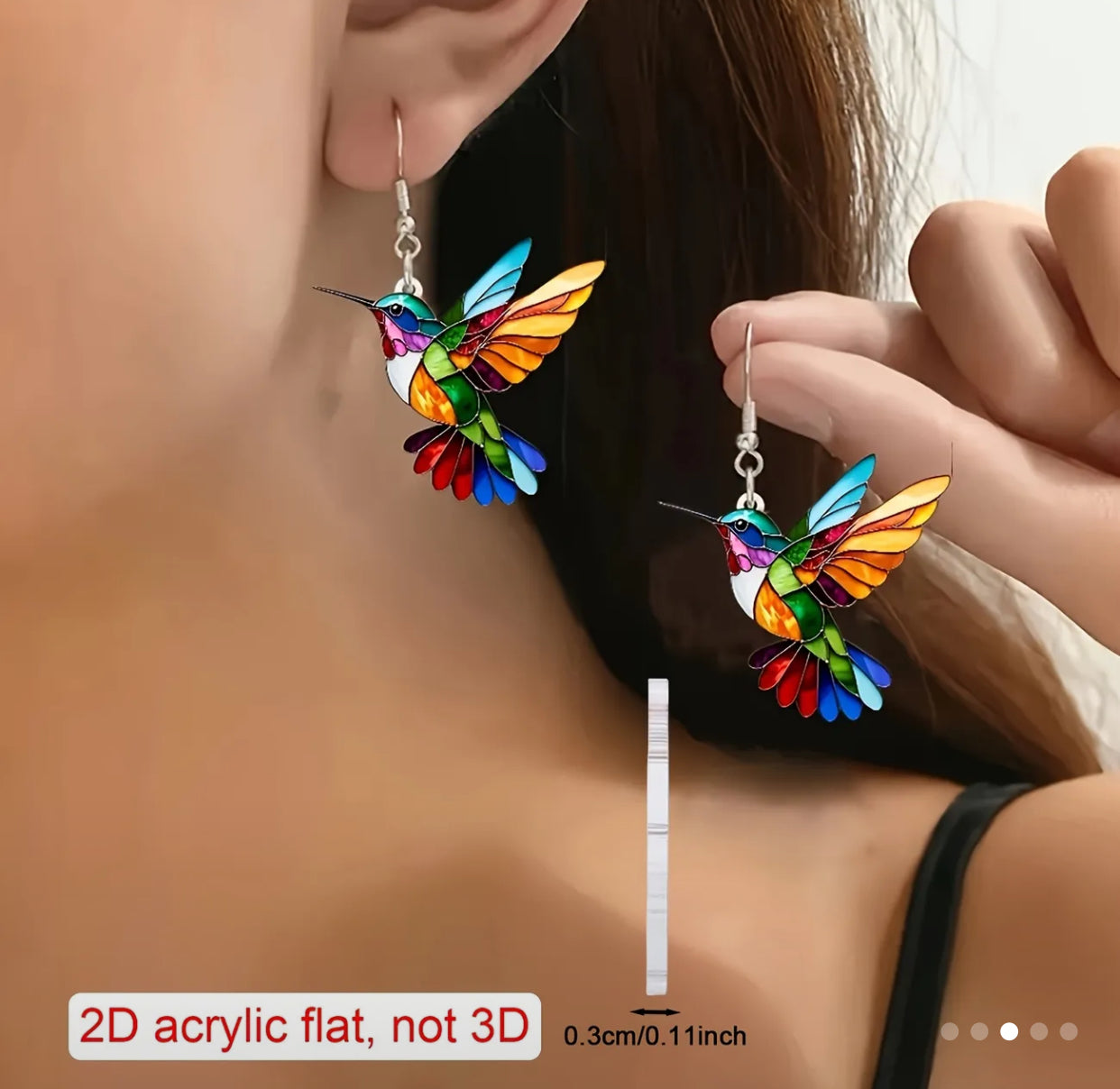 Hummingbird 2D mosaic earrings