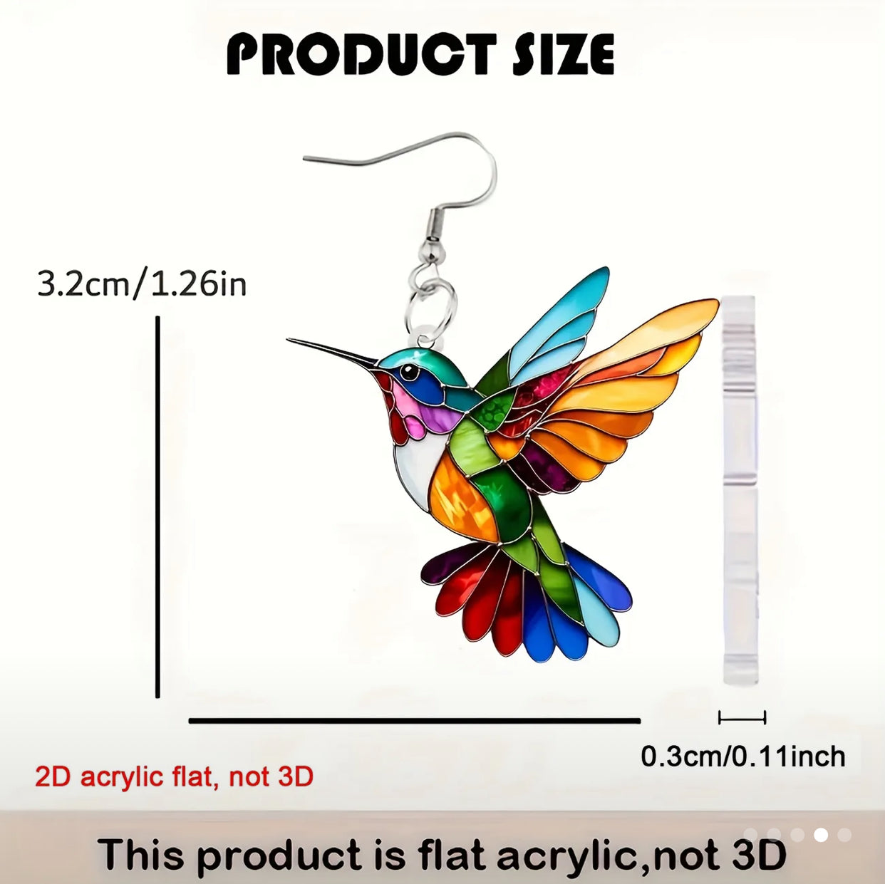 Hummingbird 2D mosaic earrings