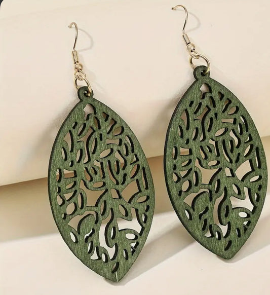 Drop Earrings Wooden Pendant Hollow Leaf tear drop &nbsp;Match Daily Outfits Party Accessories Summer Vacation Jewelry