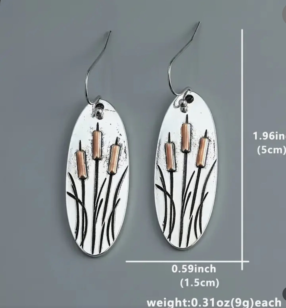 Pair of Fashionable Creative Retro Simple Small Plant Grass Design Bohemian Style Earrings and Earrings Suitable for Women's Daily Wear