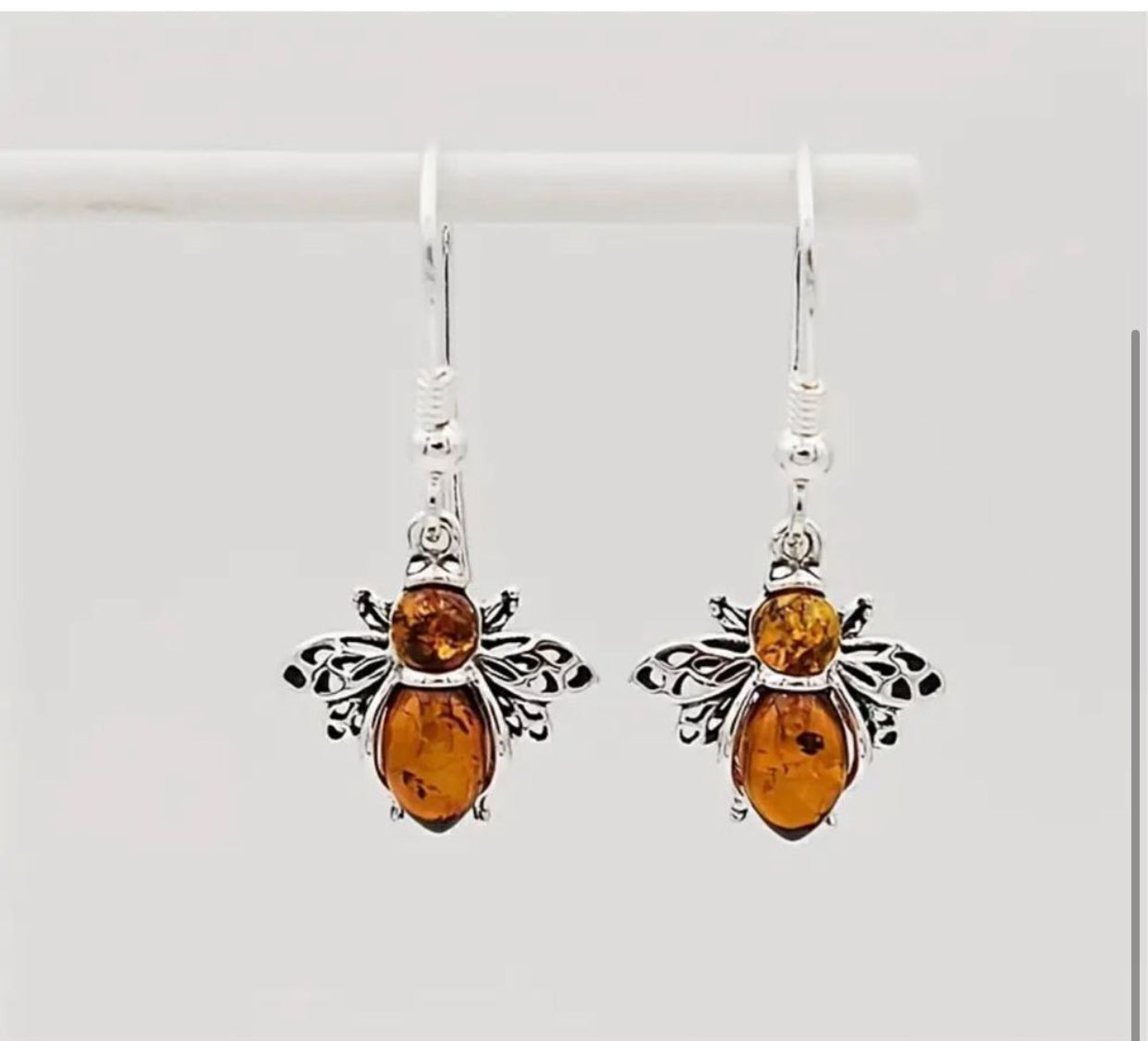 Exquisite Bee Design With Synthetic Gems Decor Dangle Earrings Retro Bohemian St