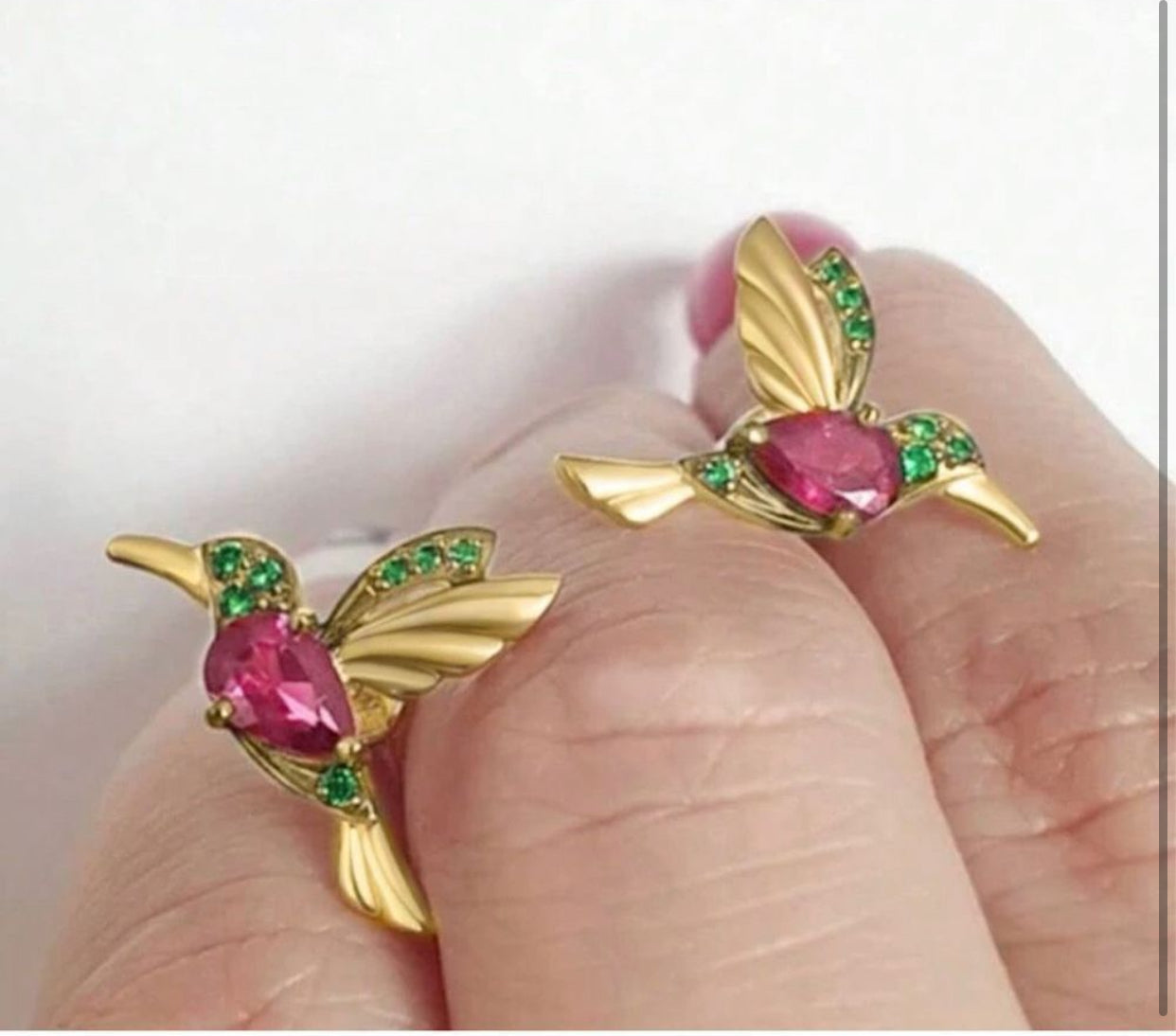 Hummingbird Cubic Zirconia Drop Earrings Dangling Valentine's Day Sweetest day G