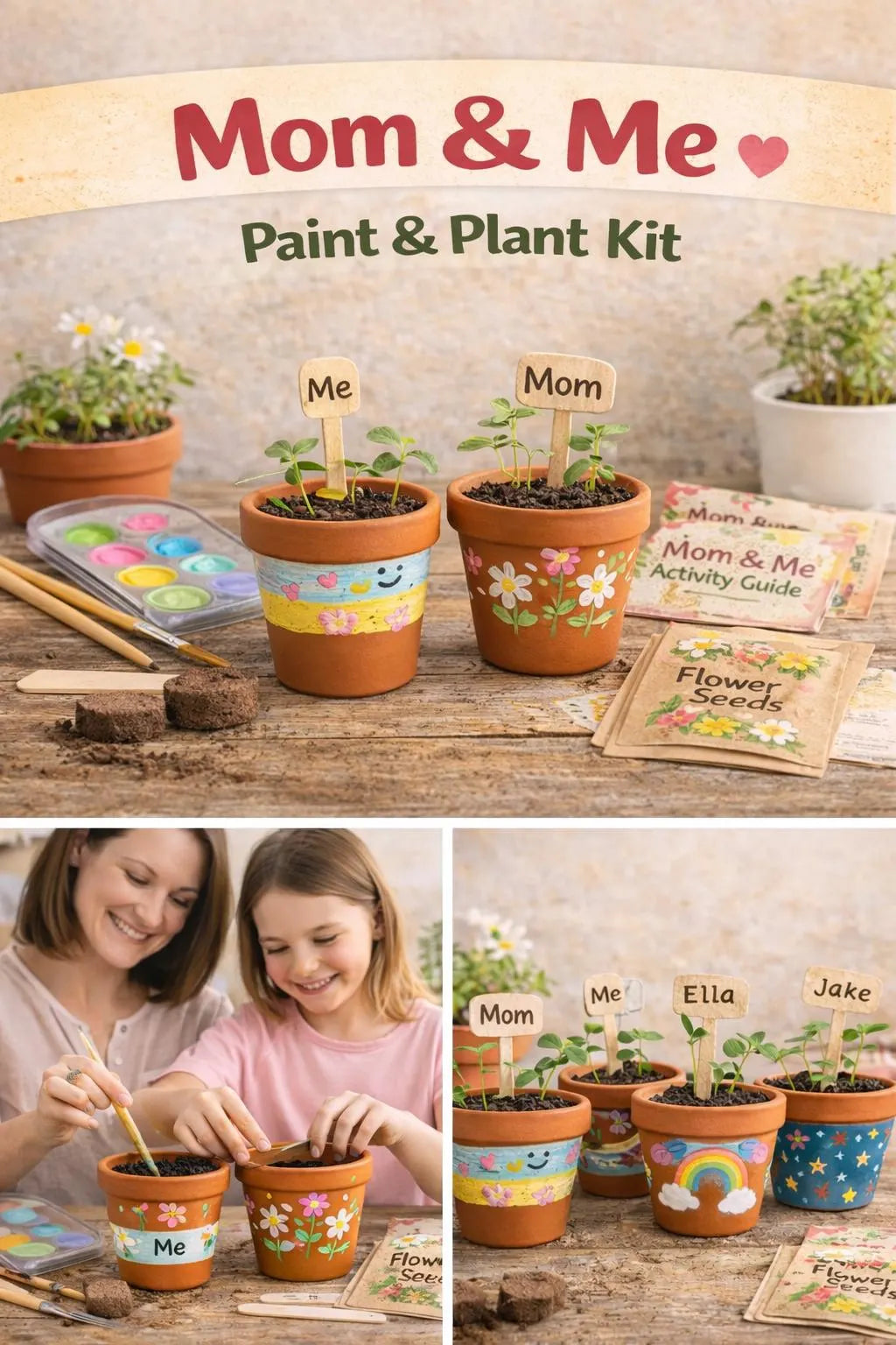 Mom and Me Paint and Plant Kit, Summer Stem Activity, DIY planting, Kids Gardening Activity, Homeschooling