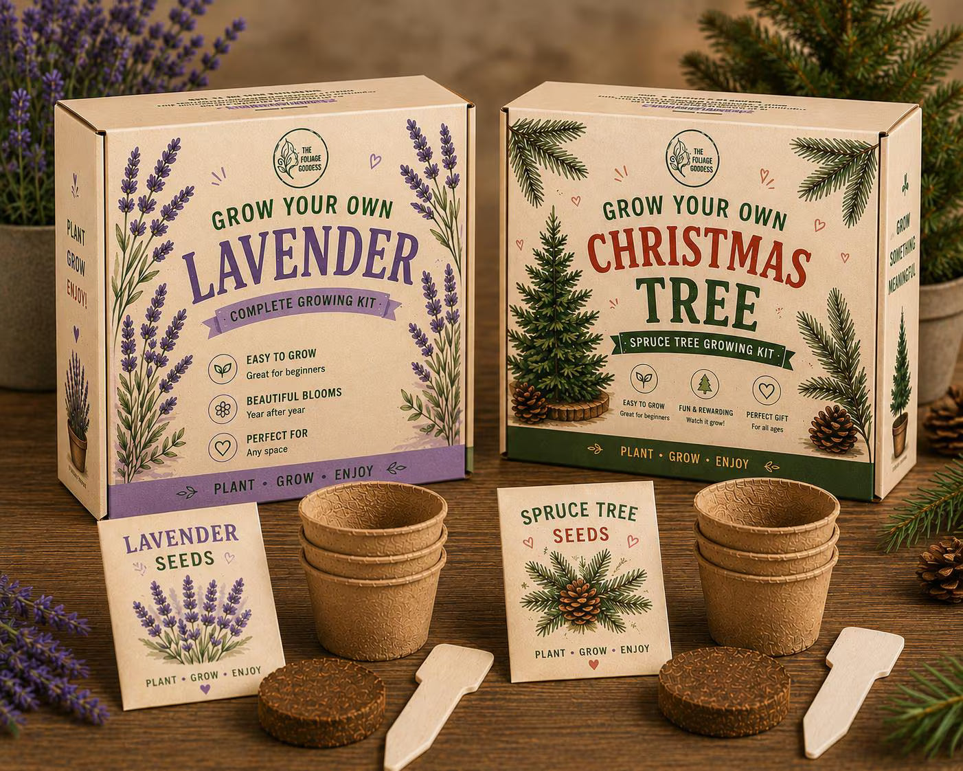 Grow Your Own Kit | Lavender, Pumpkin or Spruce Tree | DIY Plant Growing Gift | Kids STEM Activity | Gardening Gift | Eco Kit