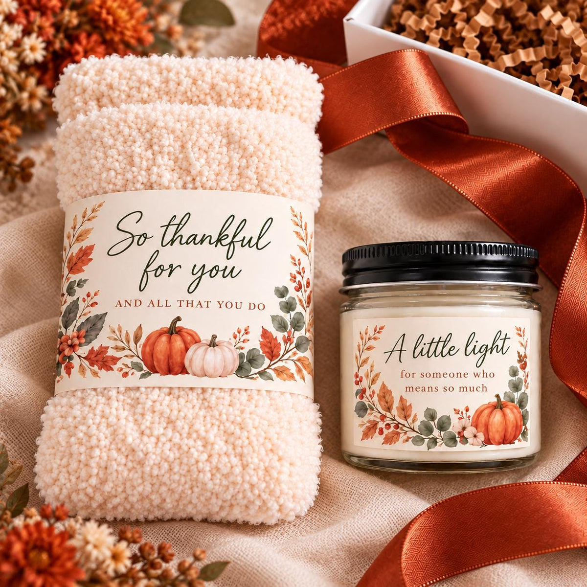 Corporate Thank You Gift Box, Customer Appreciation, Employee Gifts, Cozy Socks and Candle