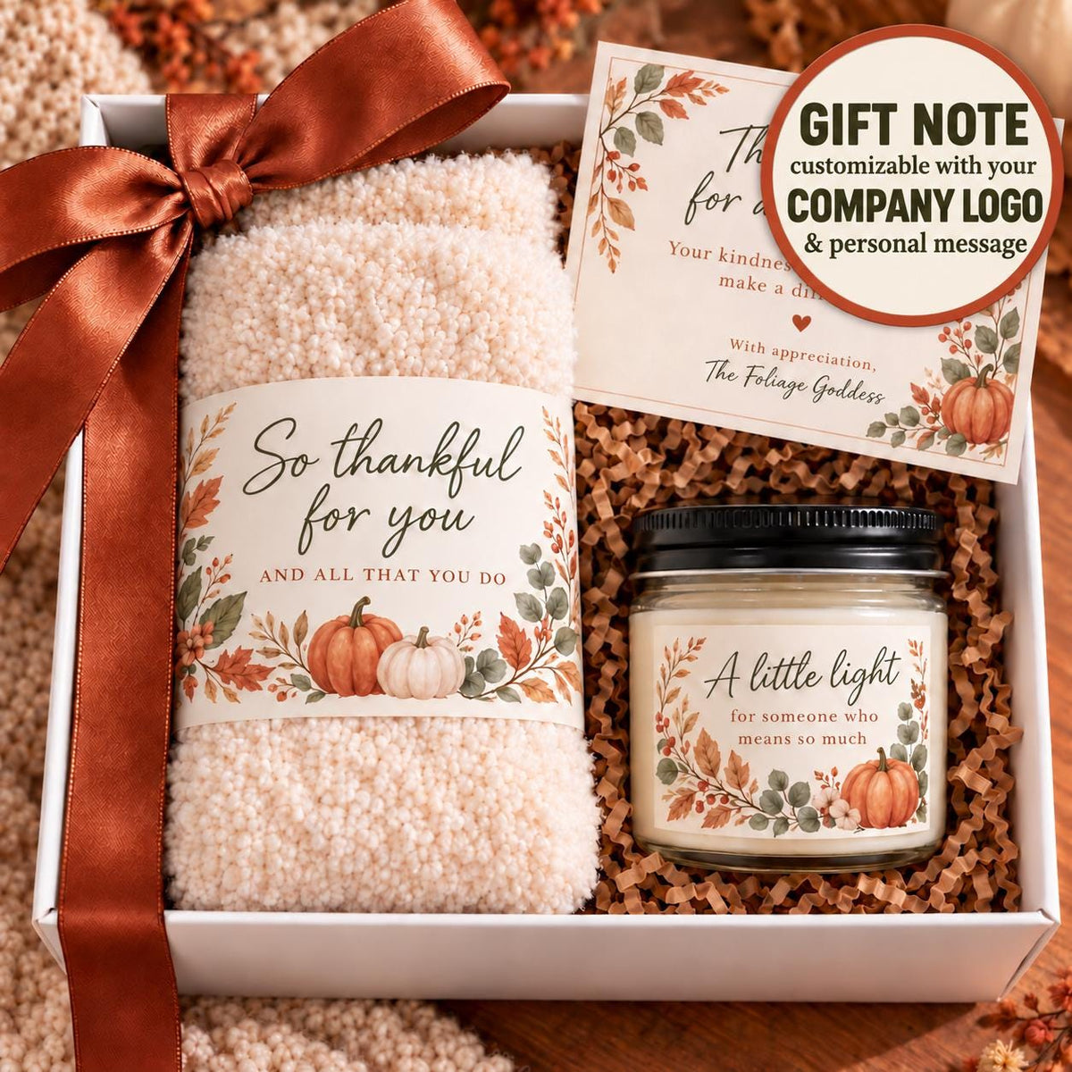 Corporate Thank You Gift Box, Customer Appreciation, Employee Gifts, Cozy Socks and Candle