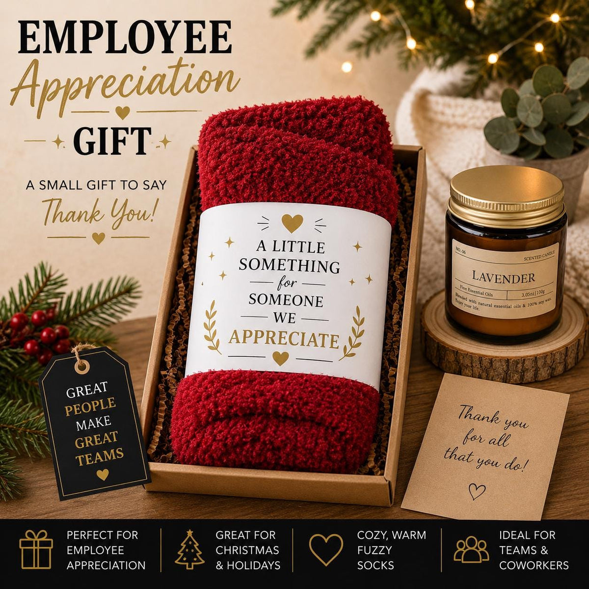 Employee Appreciation Gift, Corporate Christmas Gift, Staff Holiday Gift, Coworker Gift, Employee Christmas Gift, Fuzzy Socks Gift