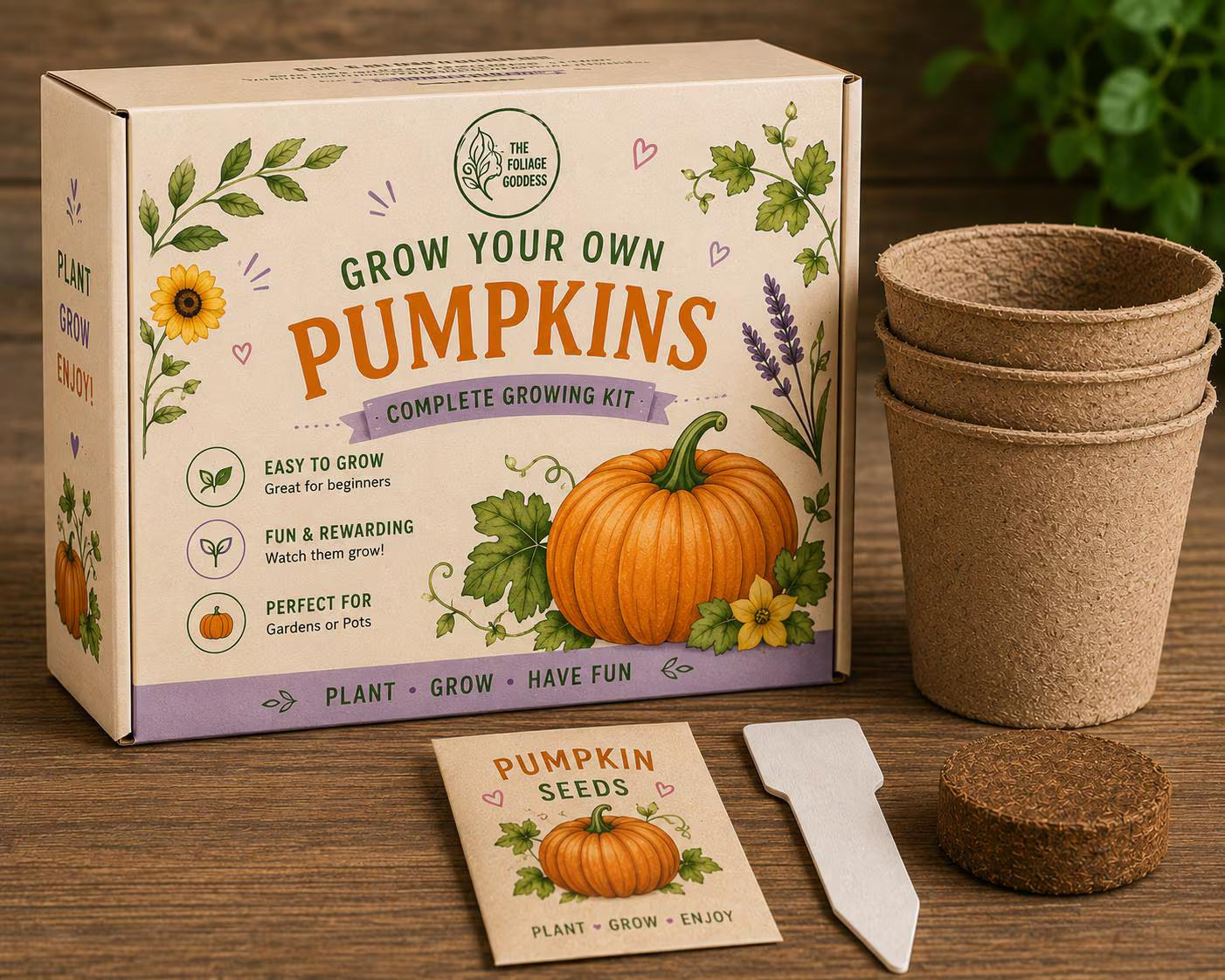 Grow Your Own Kit | Lavender, Pumpkin or Spruce Tree | DIY Plant Growing Gift | Kids STEM Activity | Gardening Gift | Eco Kit