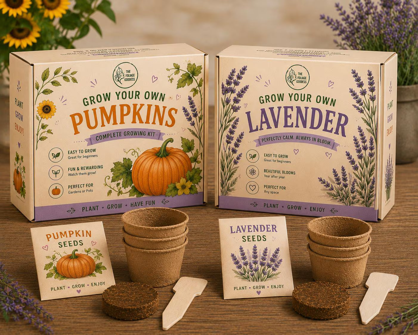 Grow Your Own Kit | Lavender, Pumpkin or Spruce Tree | DIY Plant Growing Gift | Kids STEM Activity | Gardening Gift | Eco Kit