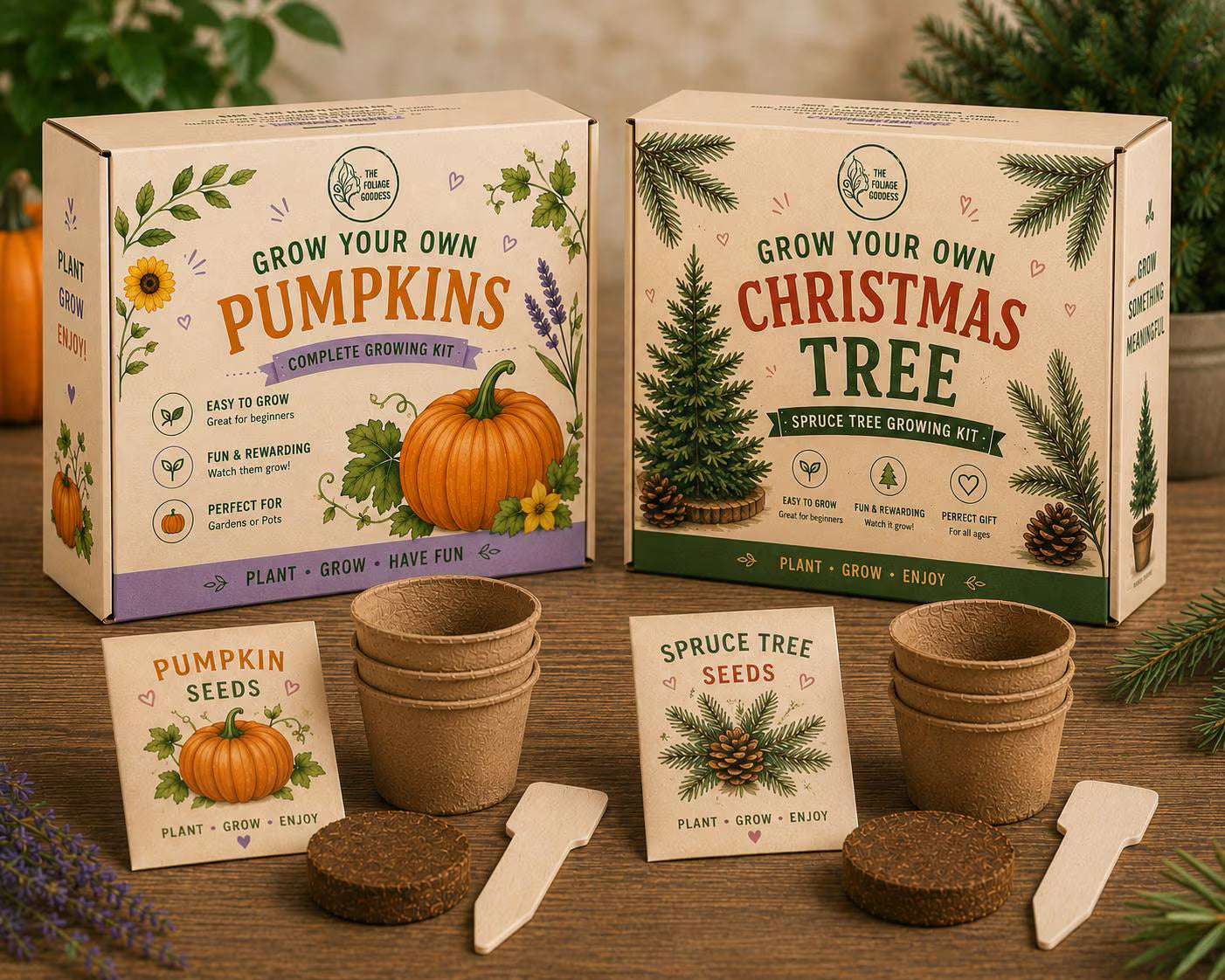 Grow Your Own Kit | Lavender, Pumpkin or Spruce Tree | DIY Plant Growing Gift | Kids STEM Activity | Gardening Gift | Eco Kit
