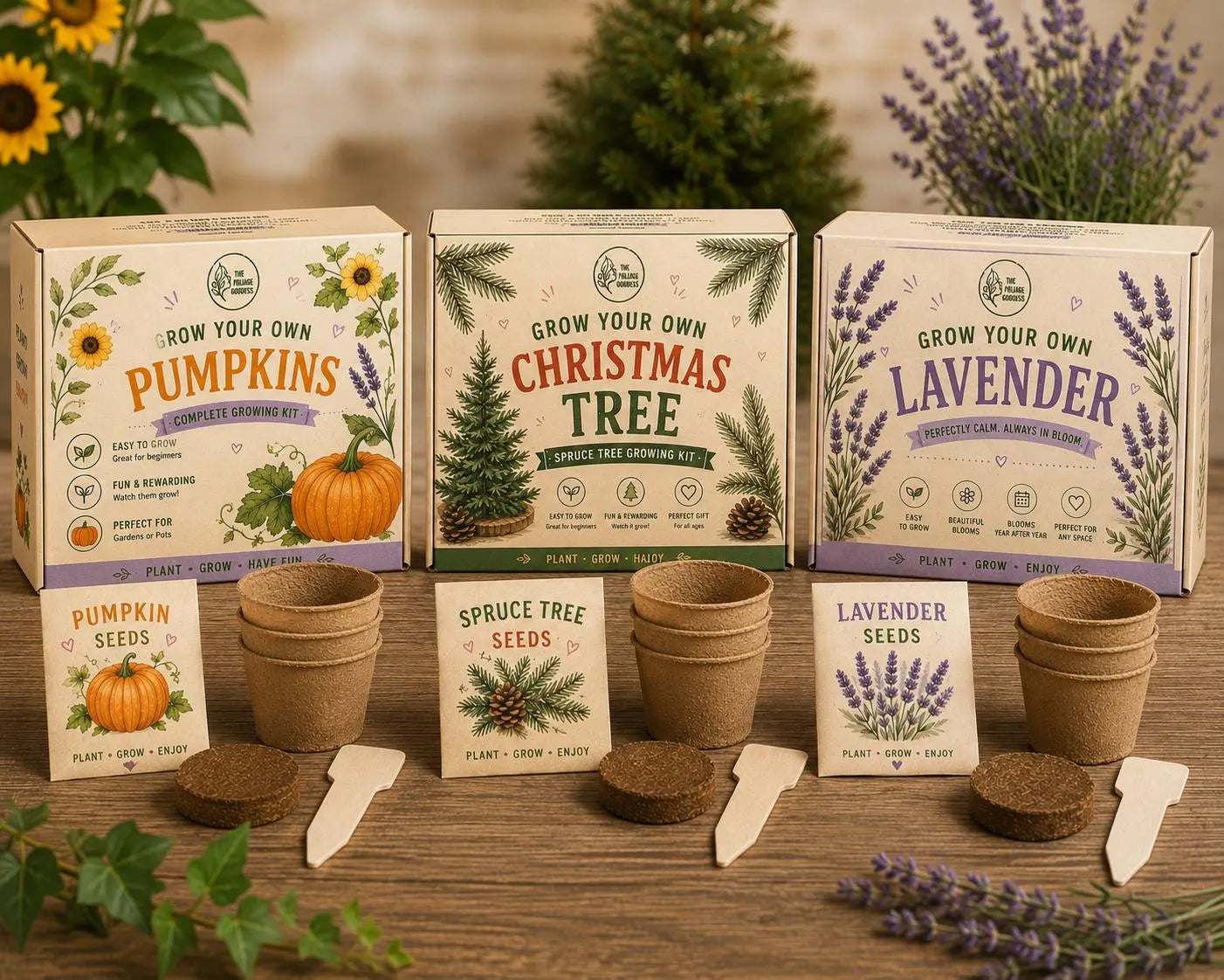 Grow Your Own Kit | Lavender, Pumpkin or Spruce Tree | DIY Plant Growing Gift | Kids STEM Activity | Gardening Gift | Eco Kit